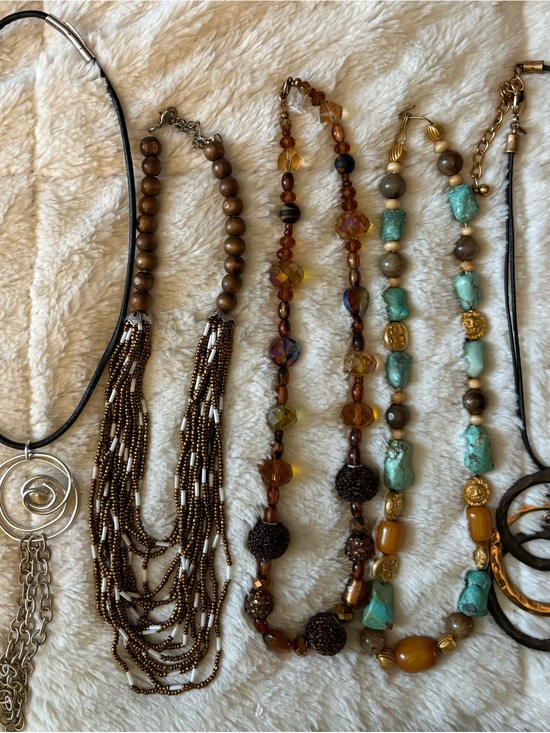 Chico's Jewelry - Chico's Turquoise & Amber Mixed Bead Necklace Set
